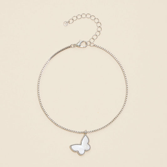 Butterfly Charm Anklet - Gold & Silver