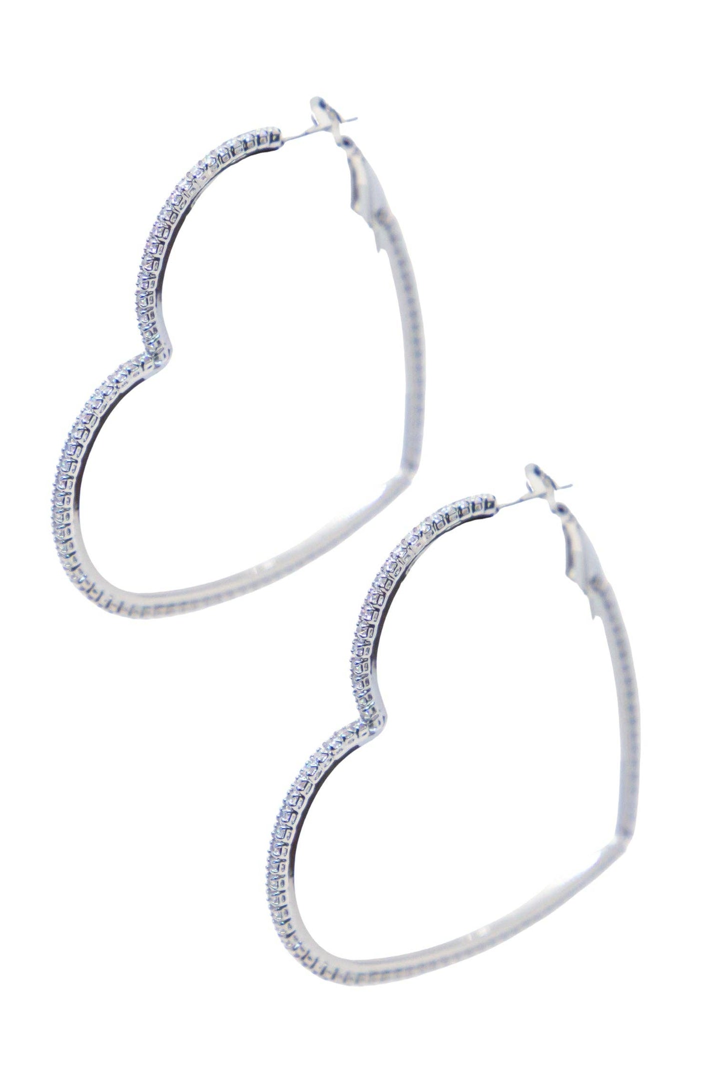 Heart Shaped Hoop Earrings - Silver