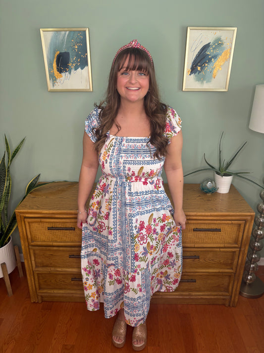 TWO LEFT SIZE 3X - Petal Patchwork Midi Dress