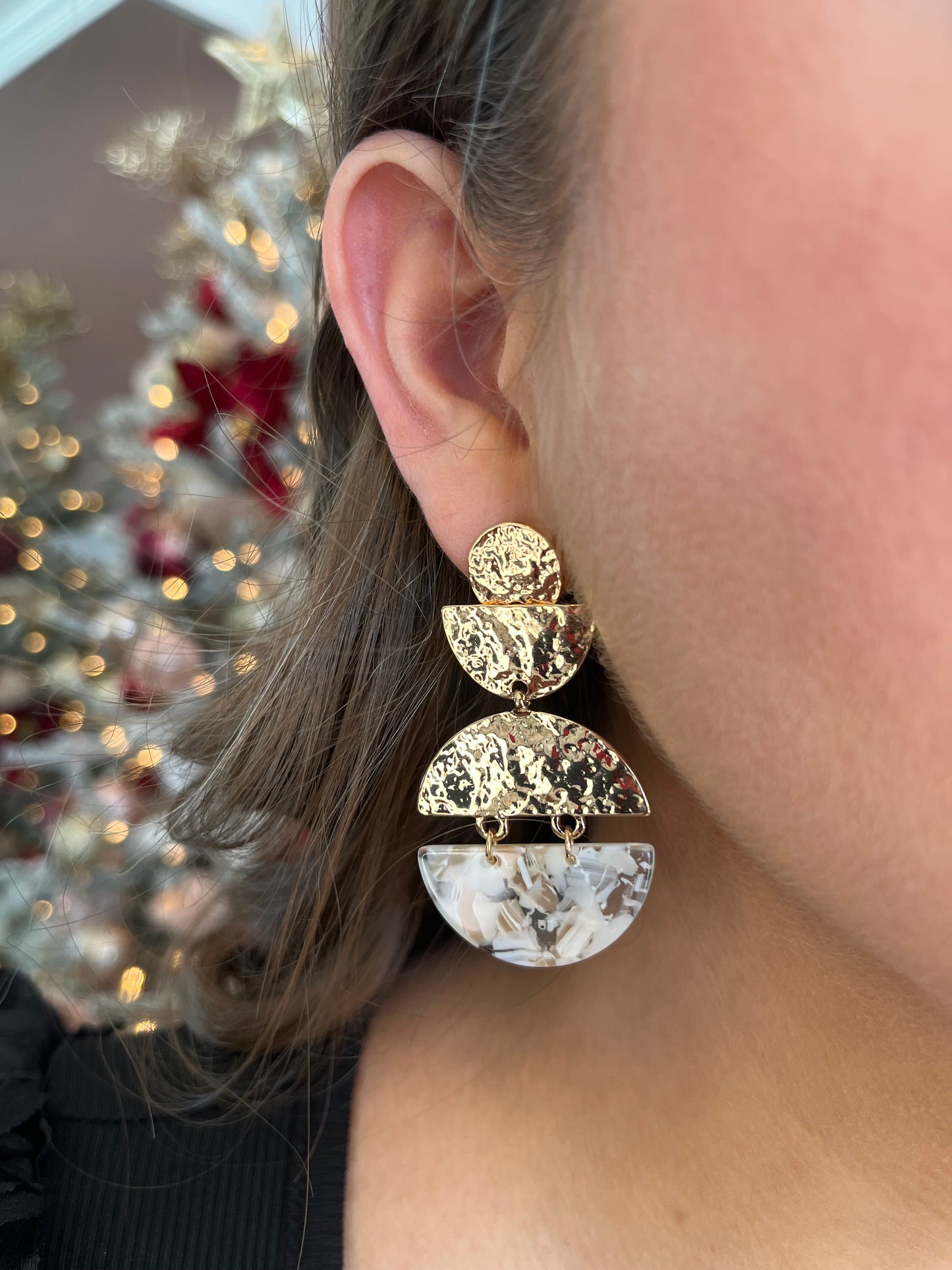 Hammered Half Moon Earrings