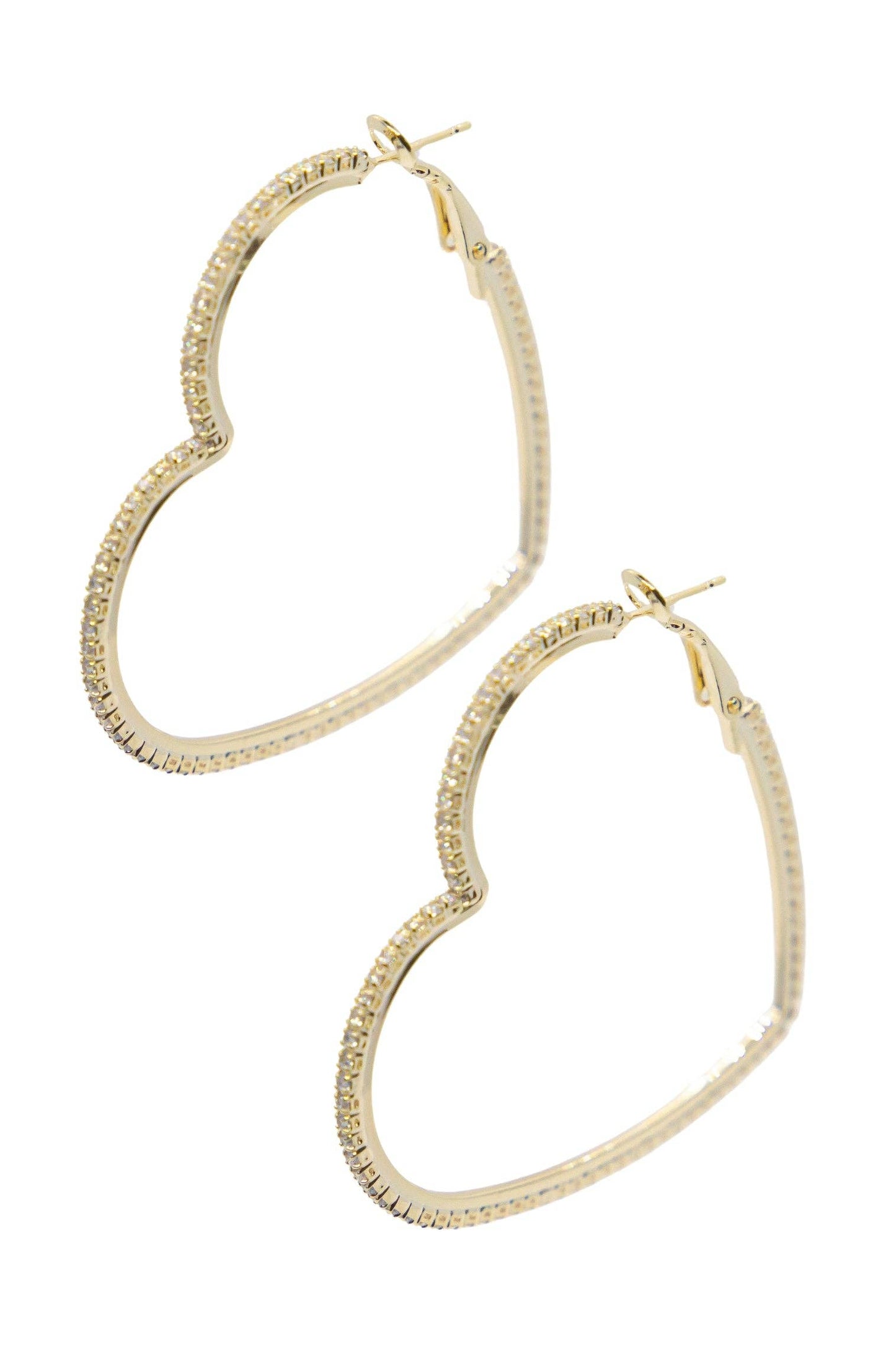 Heart Shaped Hoop Earrings - Gold