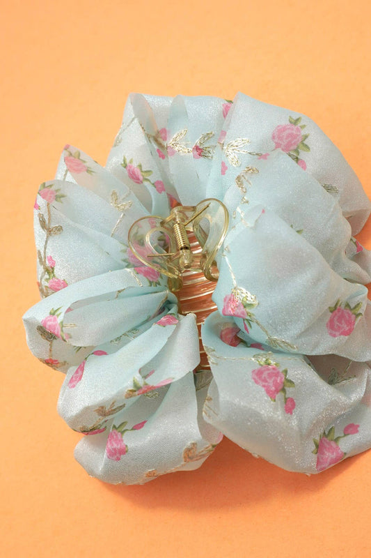 Large Floral Bow Claw Clips