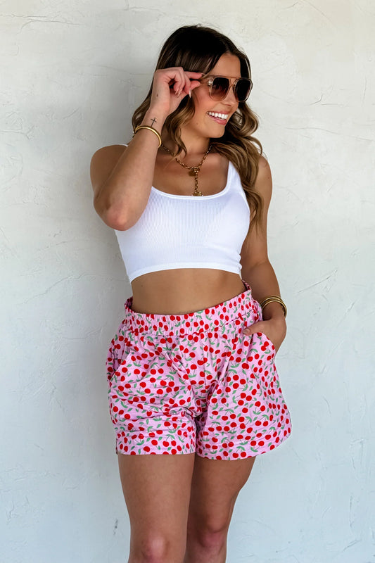 Cherry Cotton Shorts