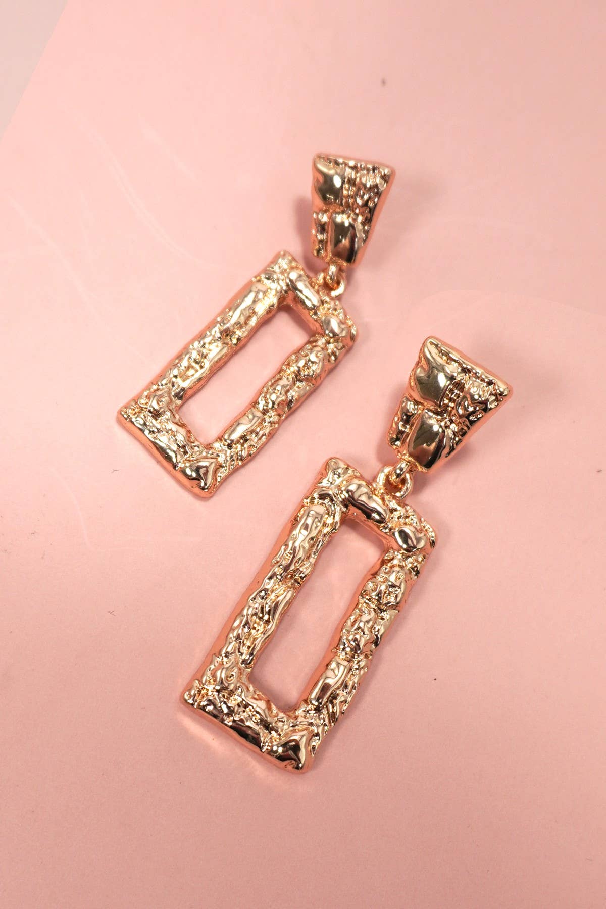 Hammered Rectangle Drop Earrings