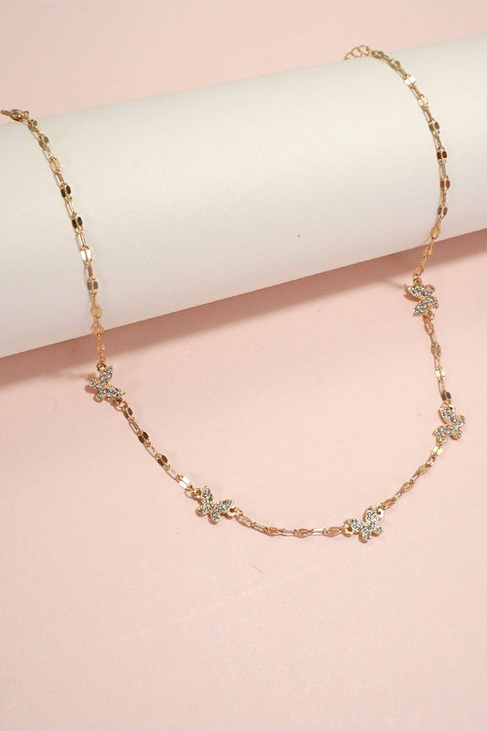 Rhinestone Butterfly Necklace