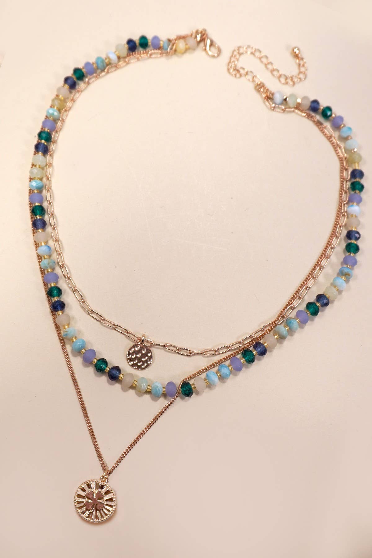 Beaded Clover Charm Necklace