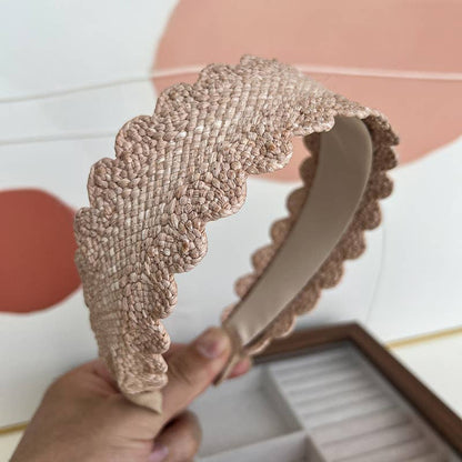 Scalloped Wide Straw Headbands