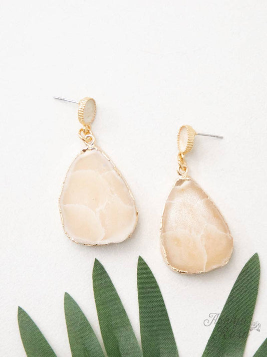 Cream Stone Dangle Earrings