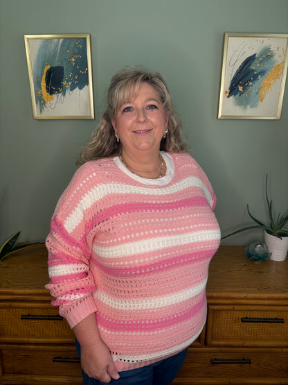 Blushing Stripes Knit Sweater