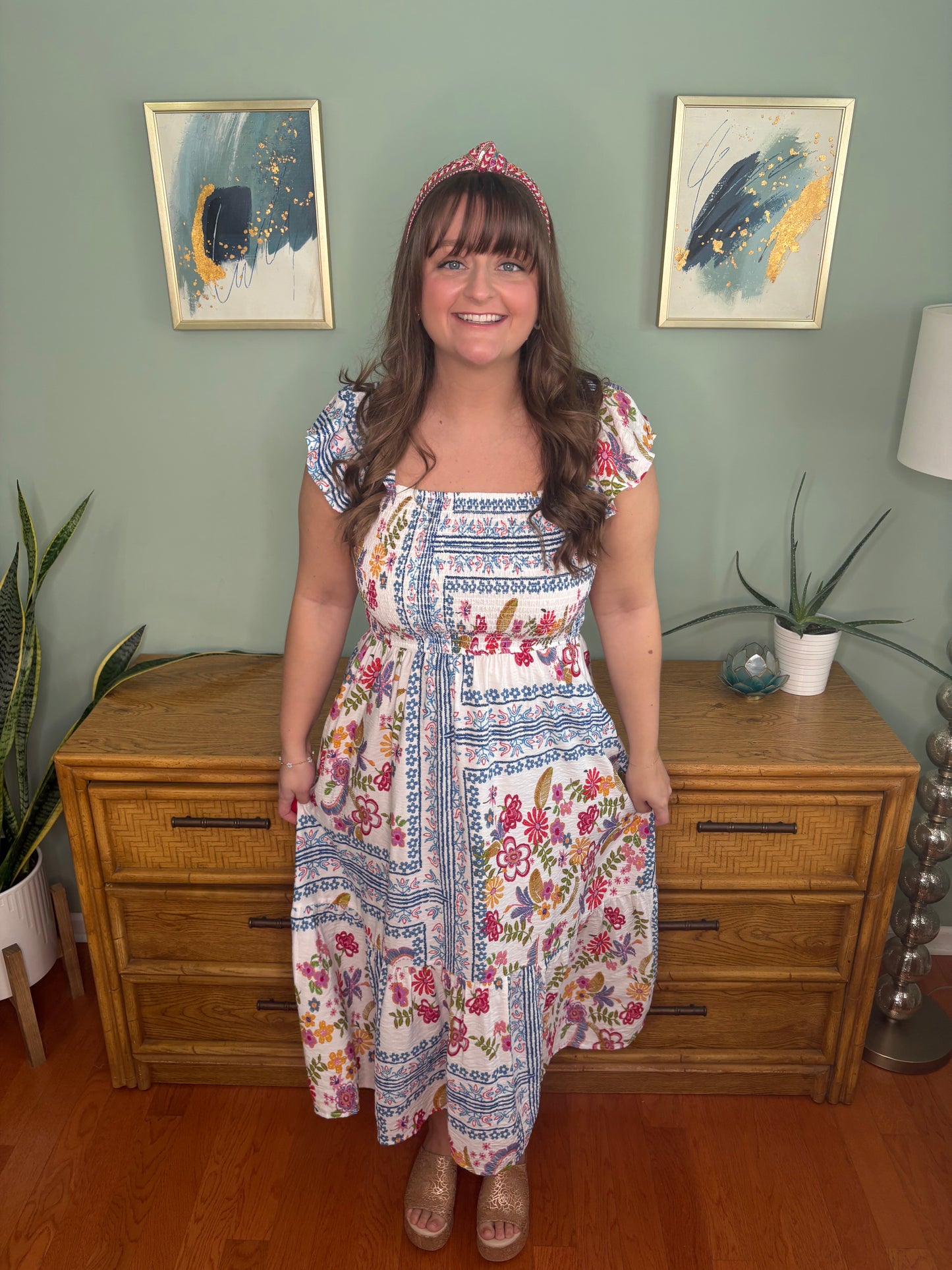 Petal Patchwork Midi Dress