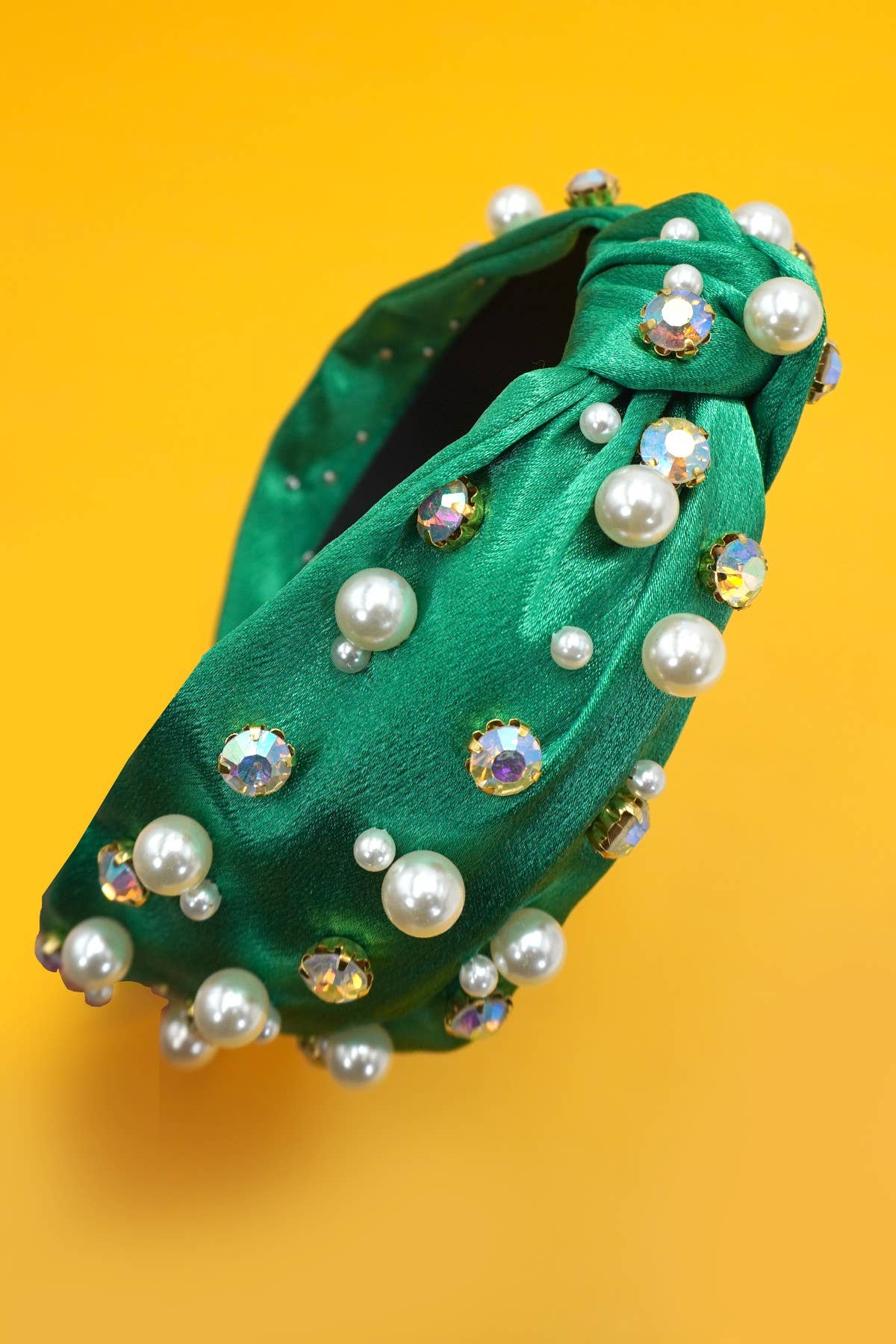 Rhinestone Pearl Headbands - Red & Green