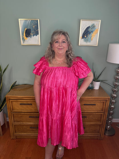 Pleated Pink Glow Dress