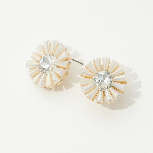 Glass Stone Flower Earrings