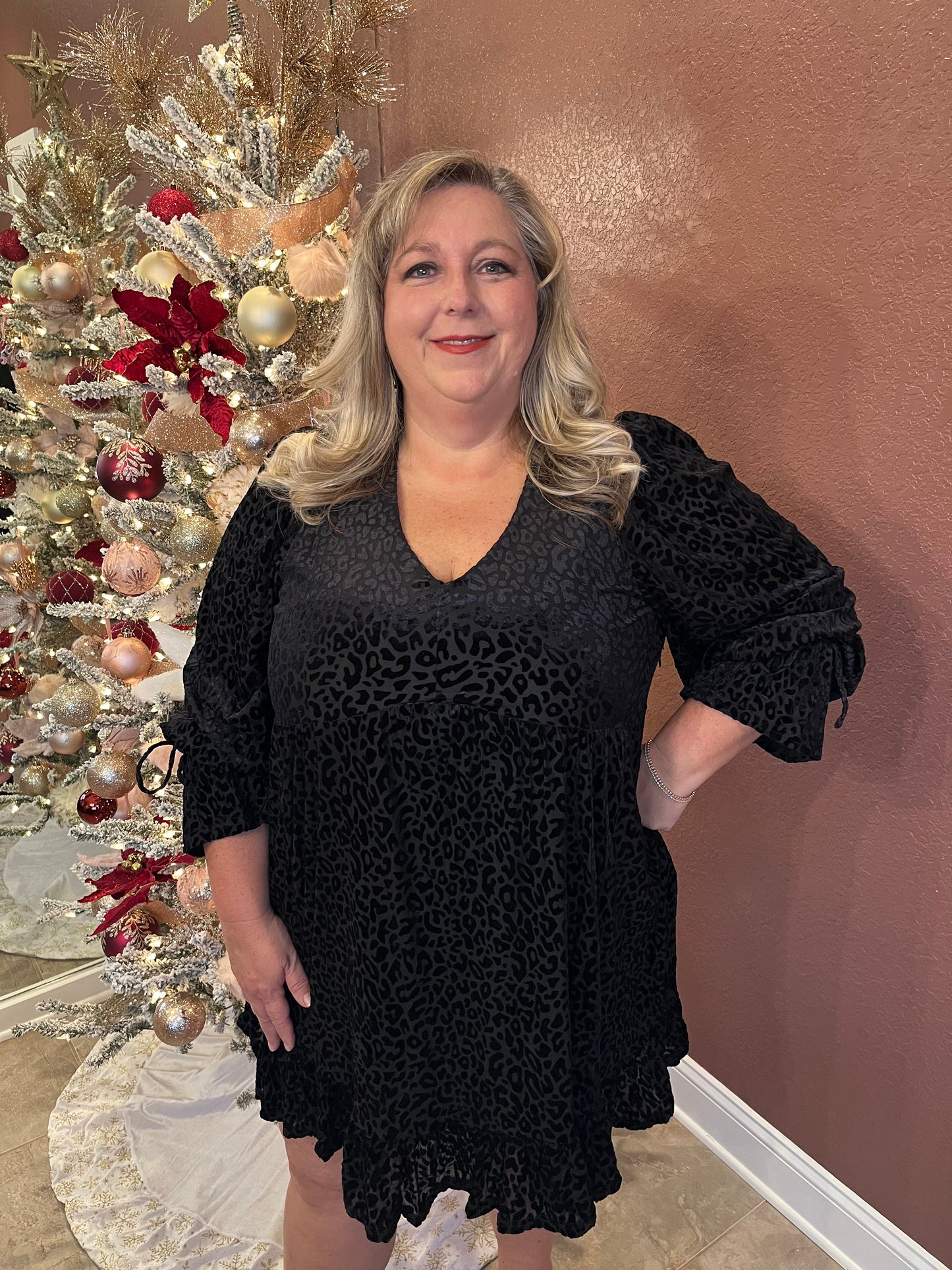 Velvet Leopard Mini Dress