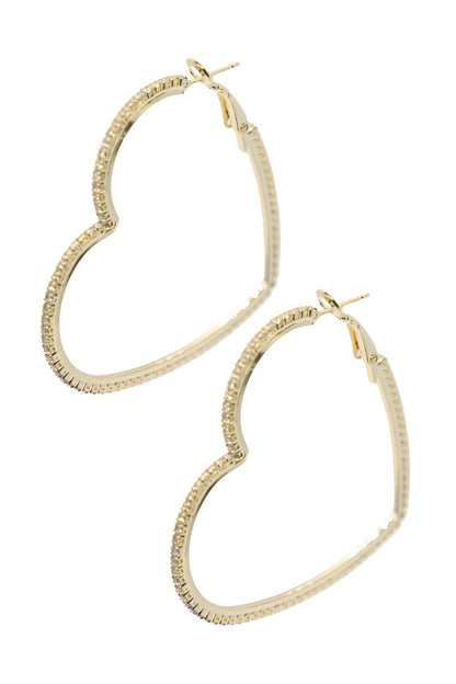 Heart Shaped Hoop Earrings - Gold