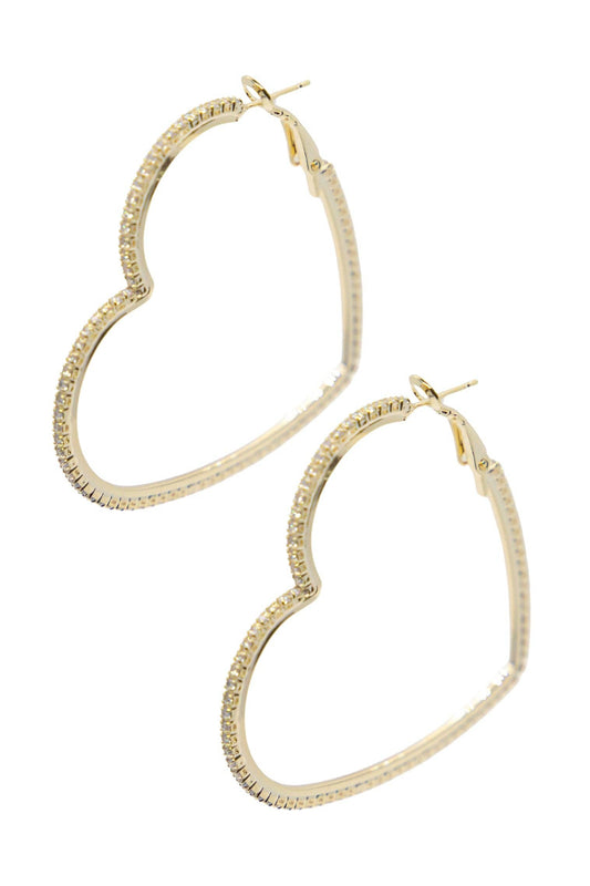 Heart Shaped Hoop Earrings - Gold