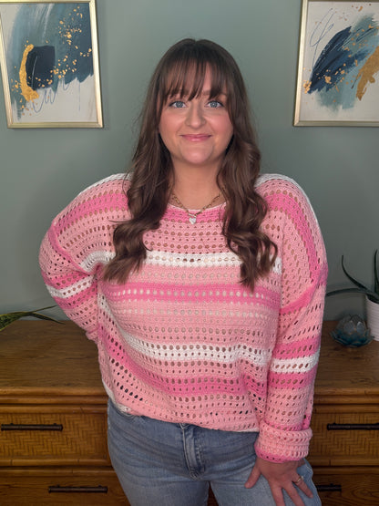 Blushing Stripes Knit Sweater