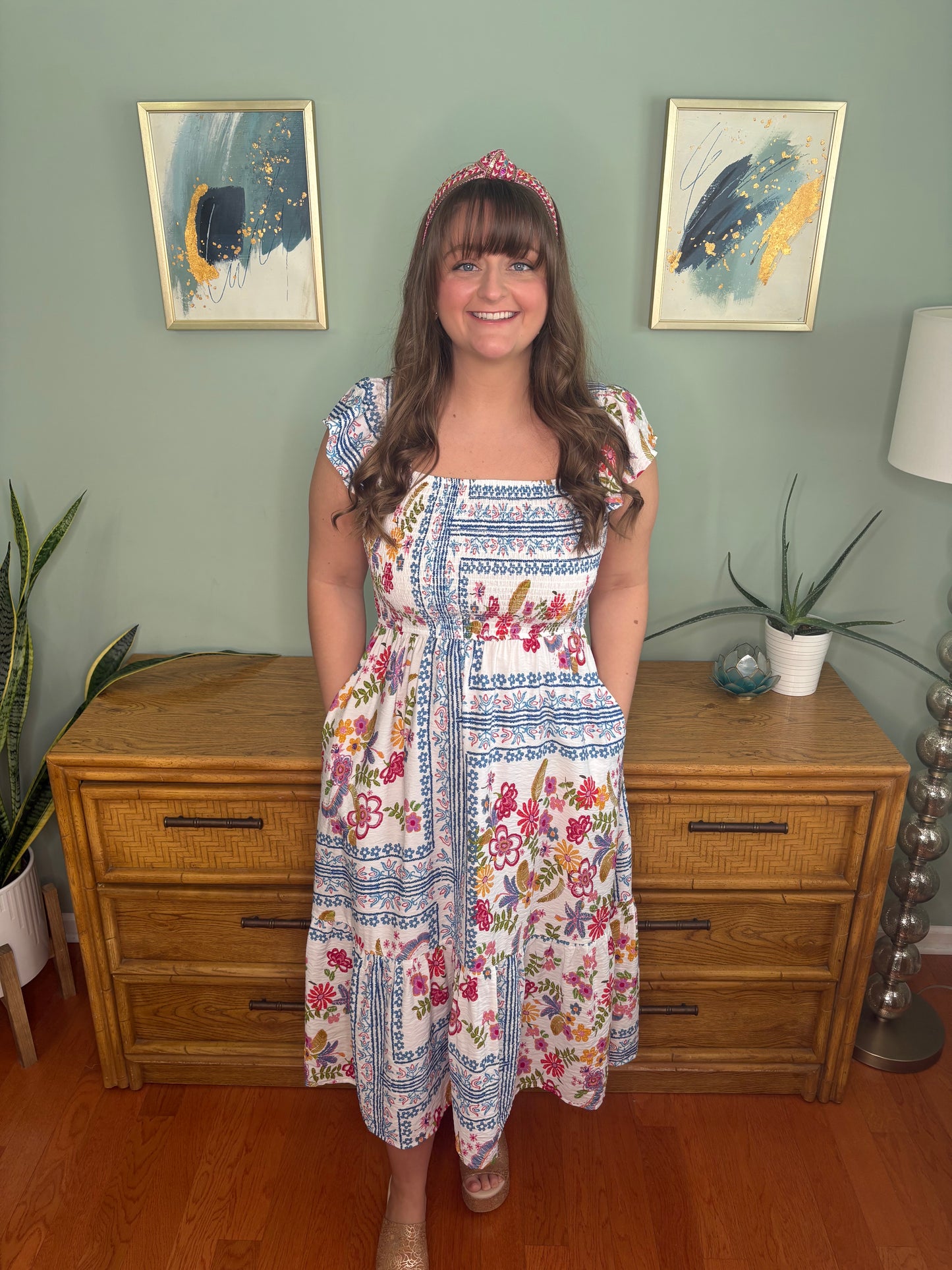 Petal Patchwork Midi Dress