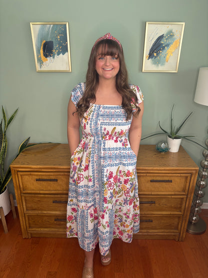 Petal Patchwork Midi Dress