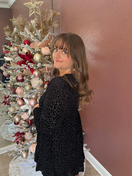 Velvet Leopard Mini Dress