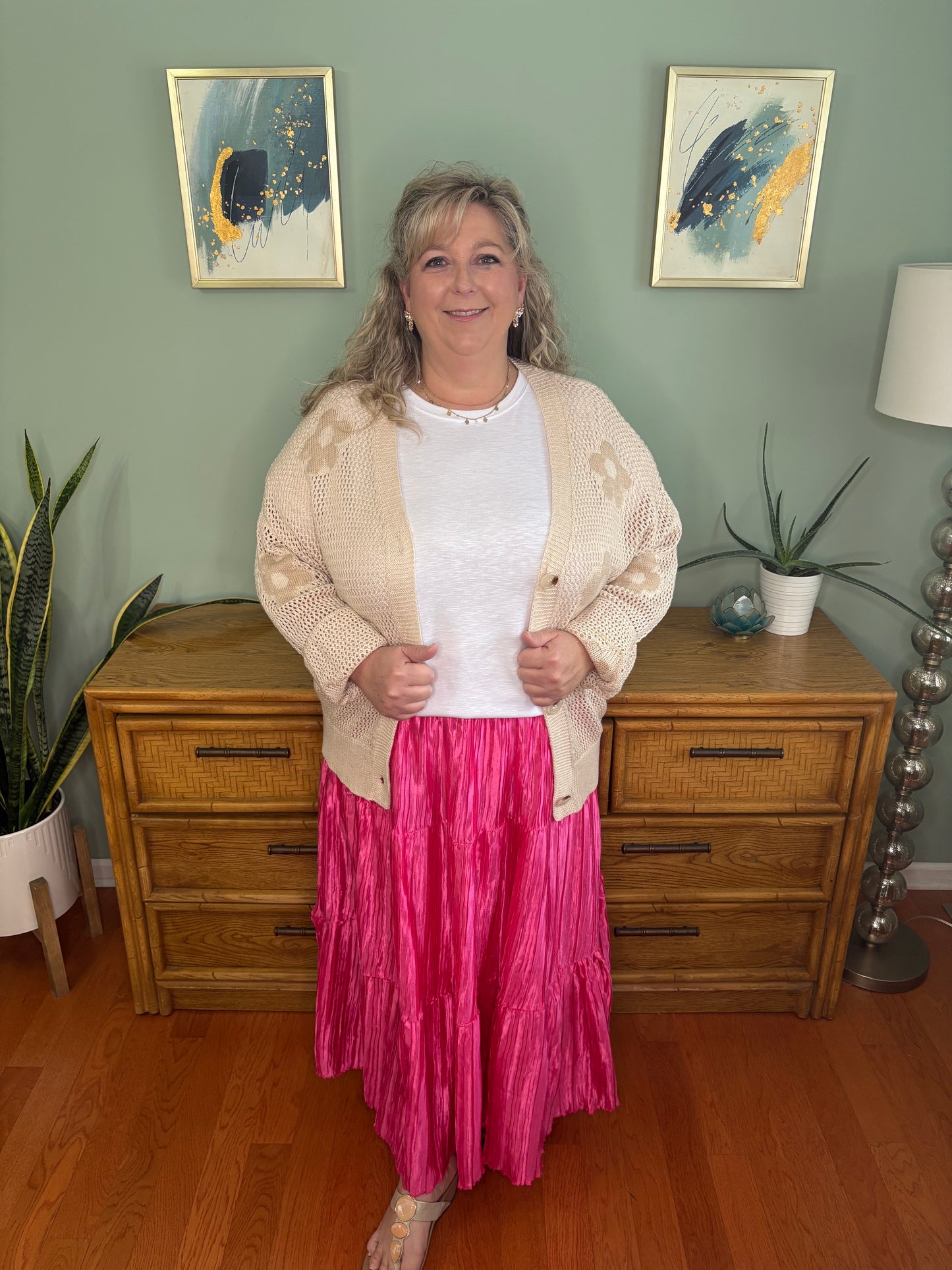 Pleated Pink Glow Dress