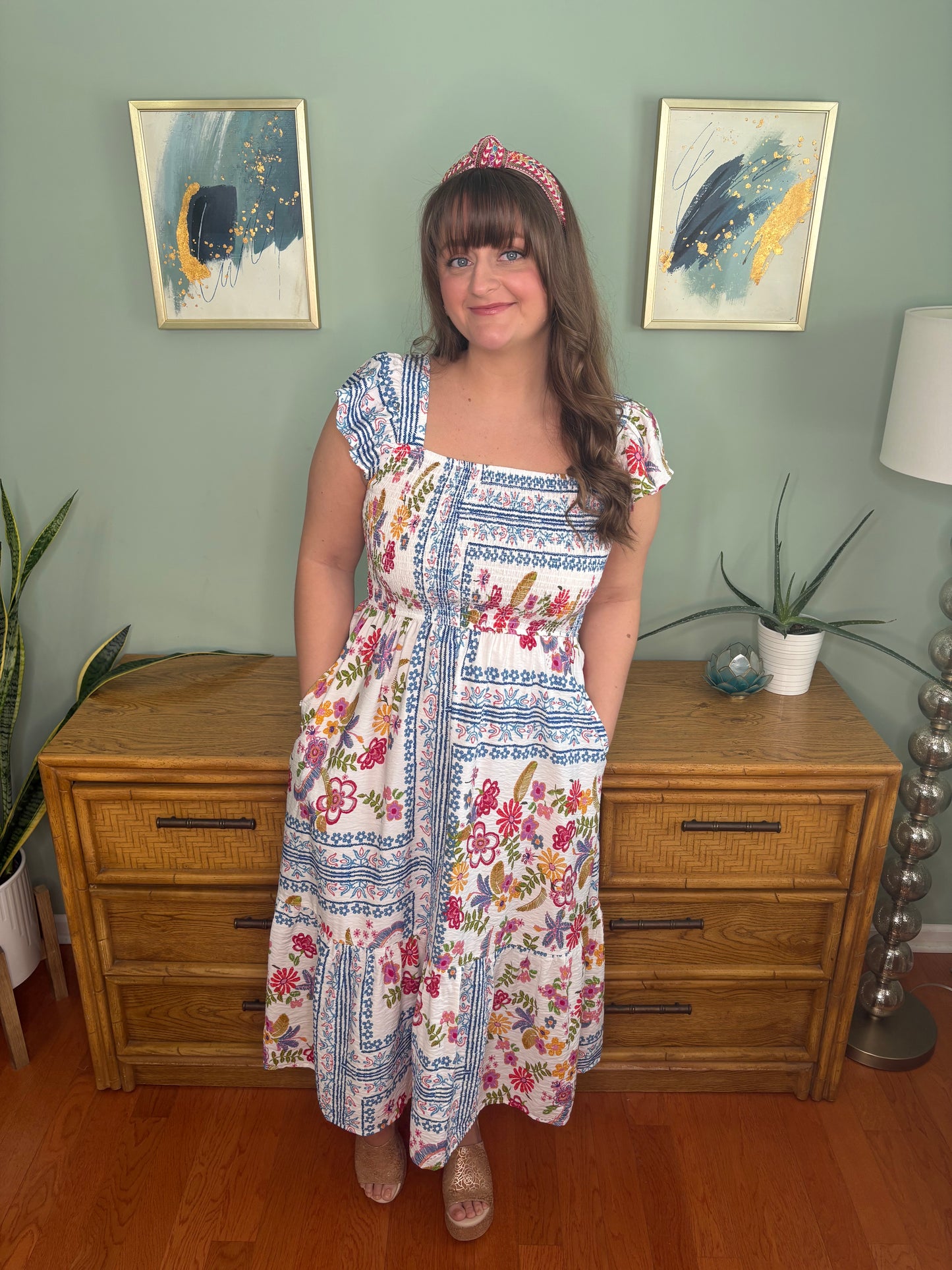 Petal Patchwork Midi Dress