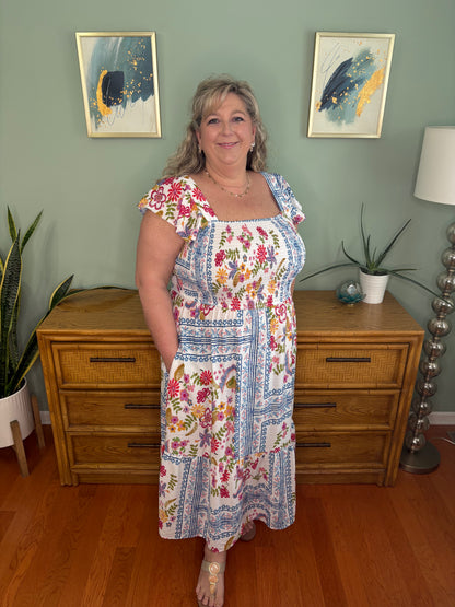 Petal Patchwork Midi Dress