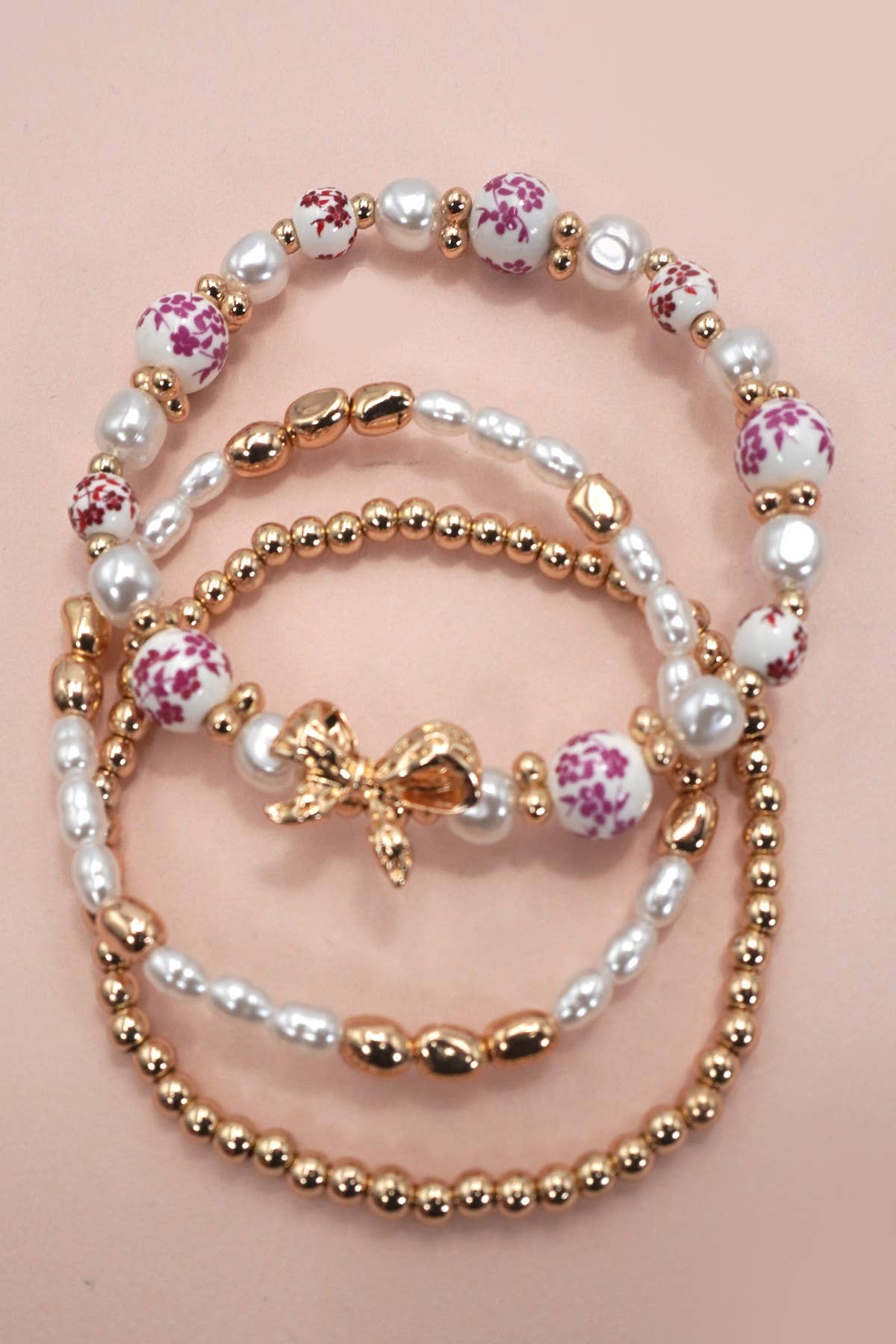 Pink Porcelain Bracelet Set