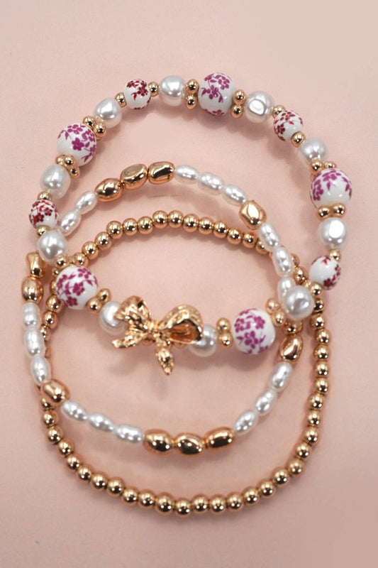 Pink Porcelain Bracelet Set