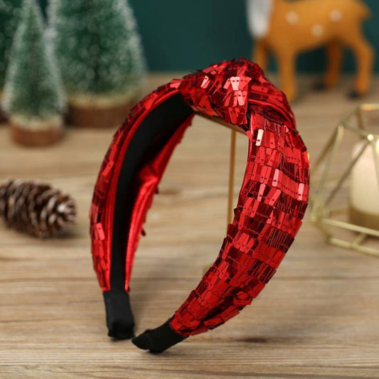 Red Sequin Knot Headband