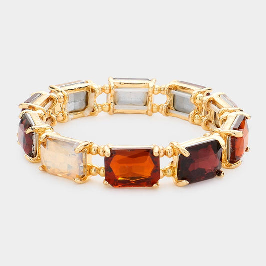 Emerald Cut Stones Stretch Bracelet