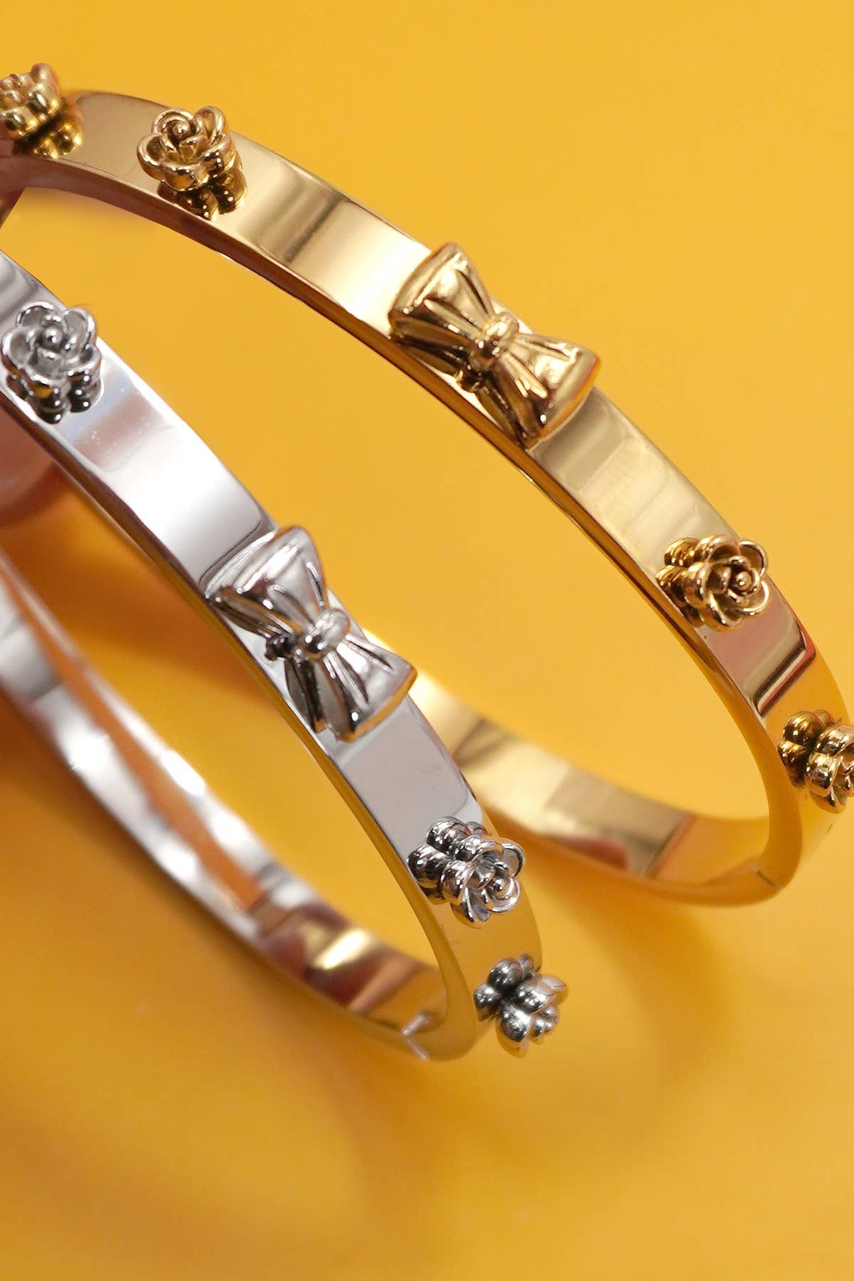 Bow Bangle Bracelet - Gold & Silver
