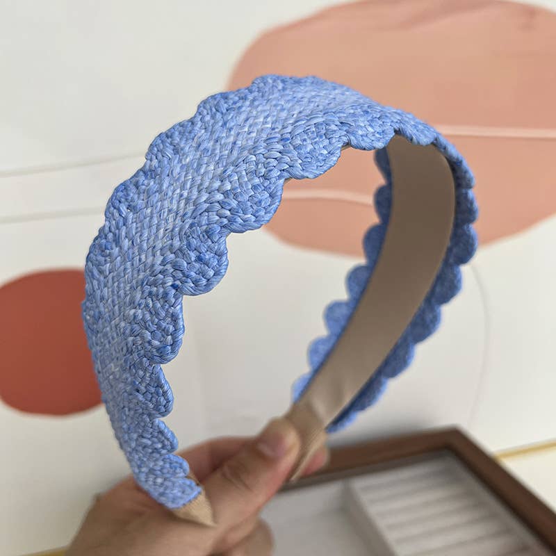 Scalloped Wide Straw Headbands
