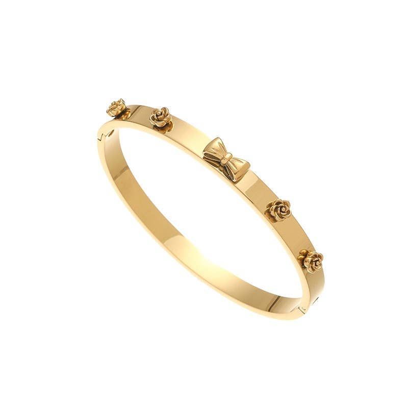 Bow Bangle Bracelet - Gold & Silver