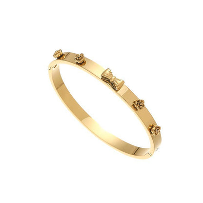Bow Bangle Bracelet - Gold & Silver
