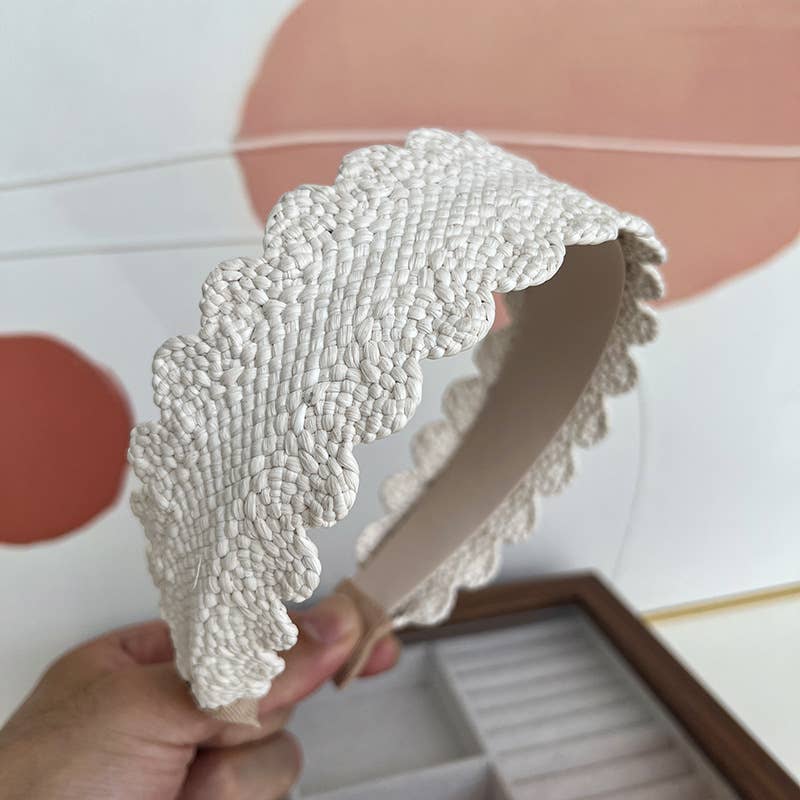Scalloped Wide Straw Headbands
