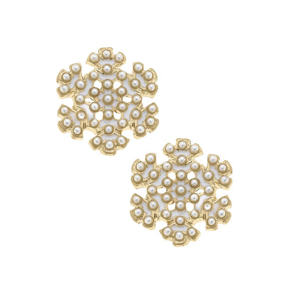 Pearl Snowflake Stud Earrings